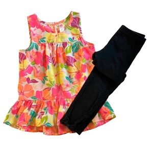 Cherokee Vibrant Floral Top with Black Leggings